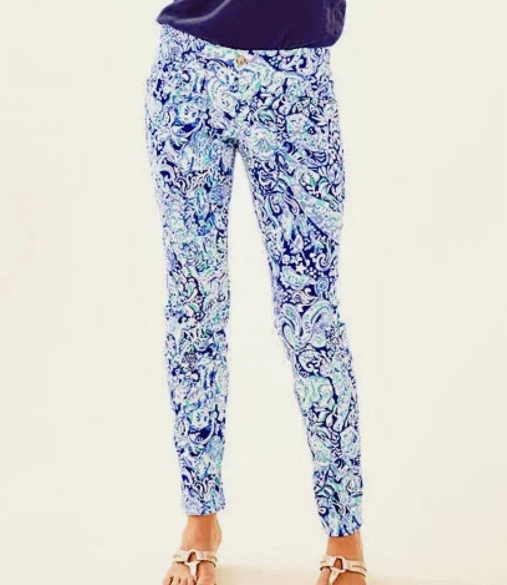 LILLY PULITZER Kelly Skinny Ankle Pants Royal Purple 4